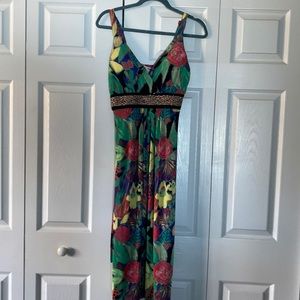 Lovely Tropical summer dress with embellished empire waist